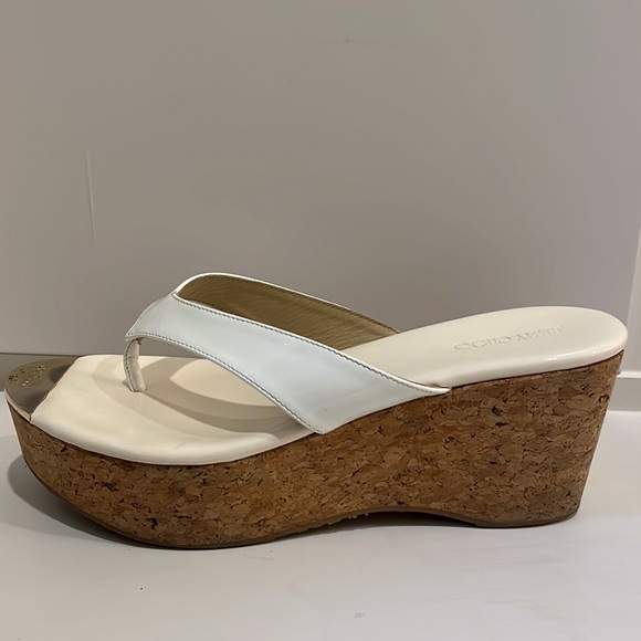 White Patent Leather Jimmy Choo Wedge Sandal. Size Euro 40. - Picture 9 of 11